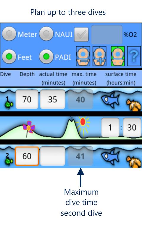 Easy Dive Tables Screen 2