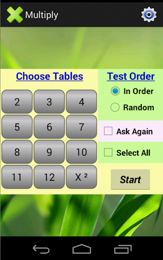 Multiplication Squares Table