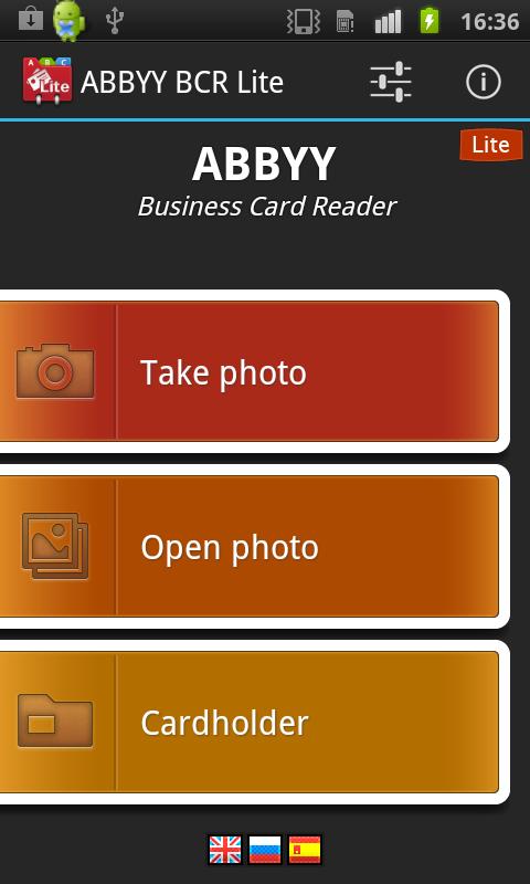 Business Card Reader Lite - screenshot