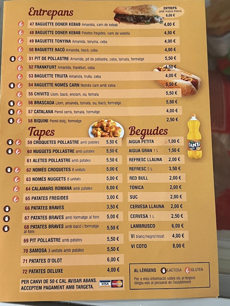 Renu pizzeria — Carta