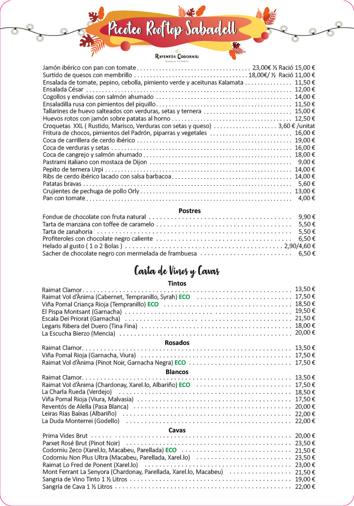 Rooftop Terrat Urpi — Carta