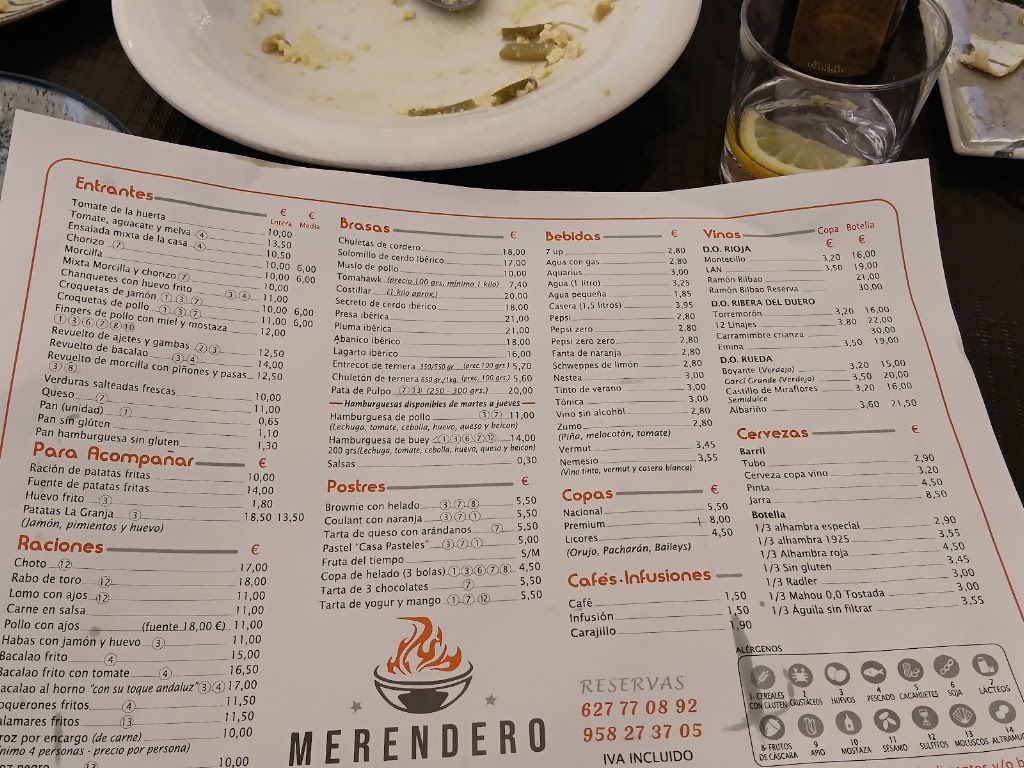 Restaurante la Granja — Carta