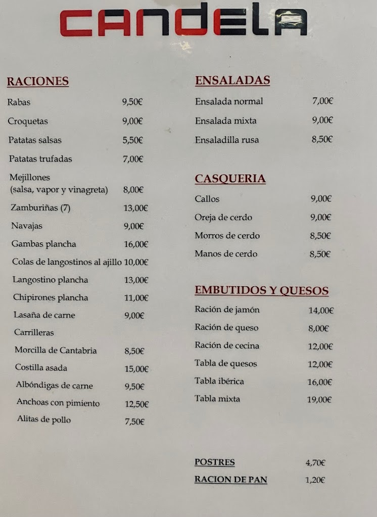 Meson Candela — Carta