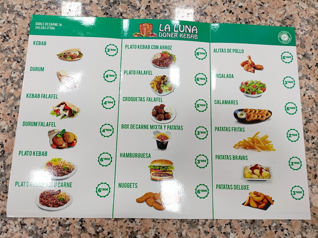 Kebab La Luna — Carta