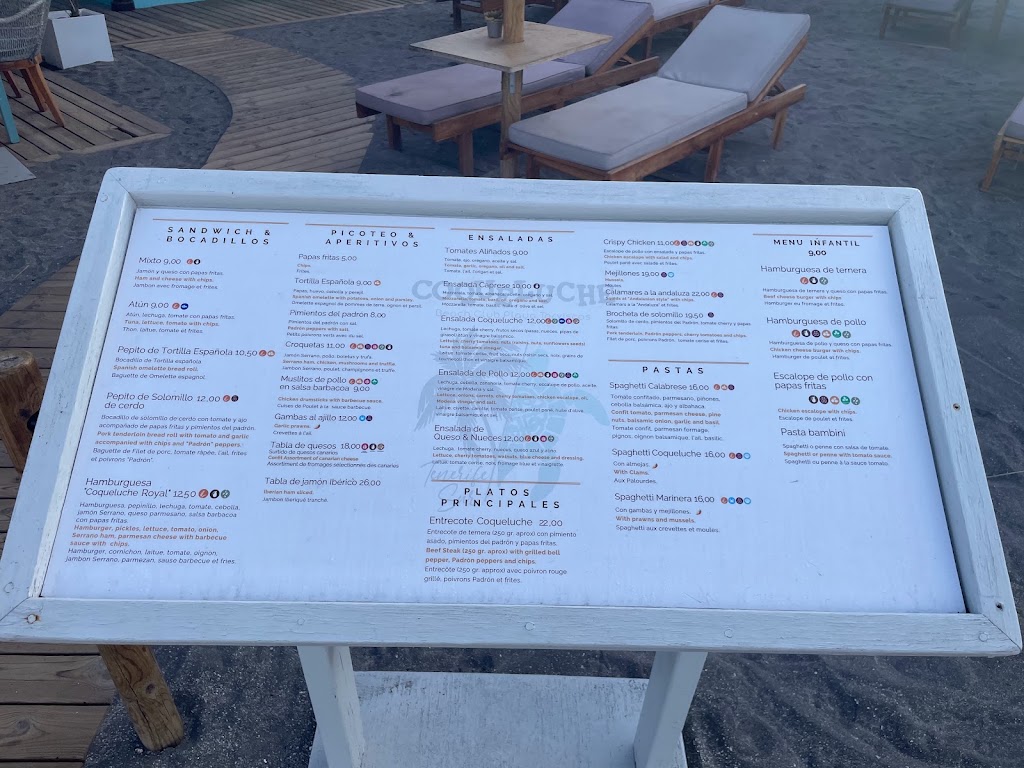 Tropico Beach Bar — Carta