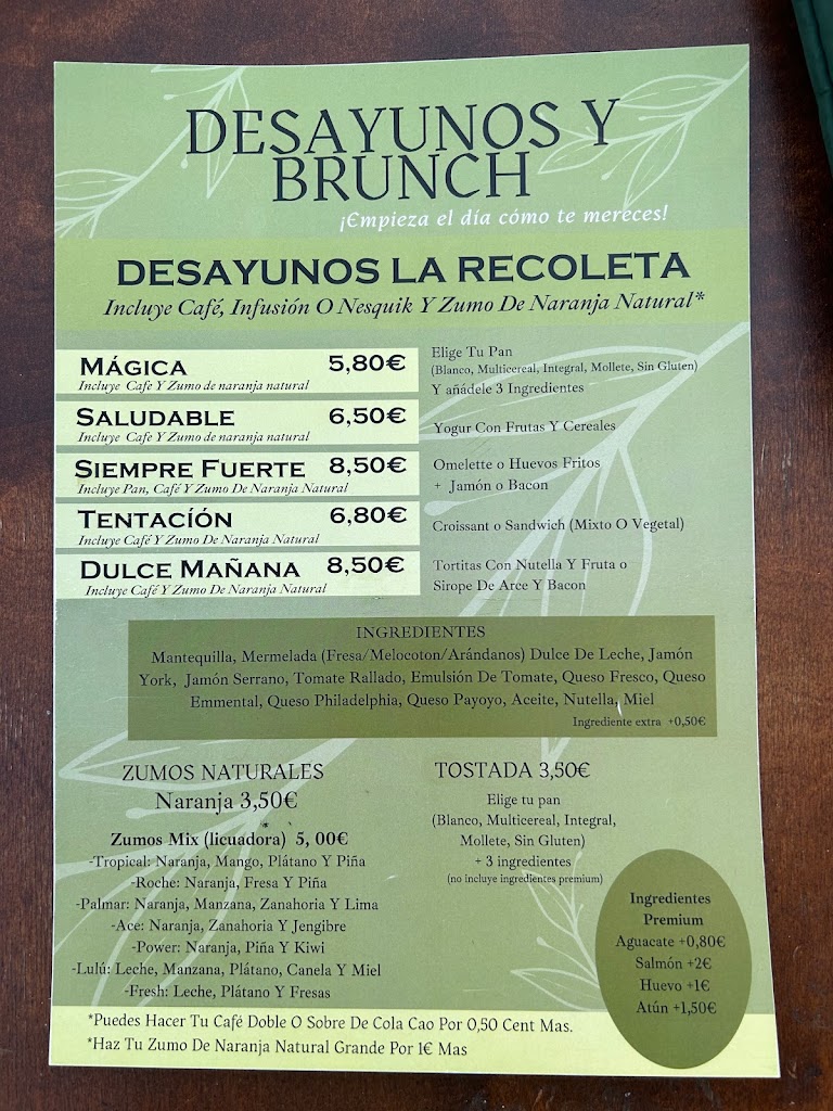 La Recoleta — Carta