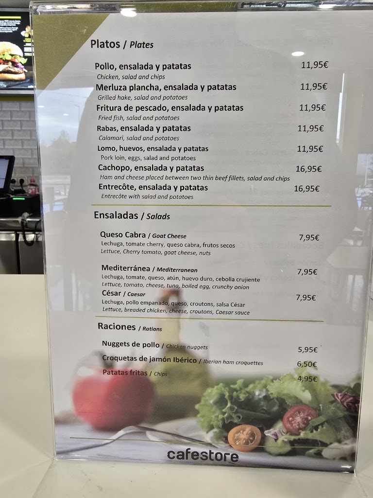 Cafestore Hernani Madrid — Carta