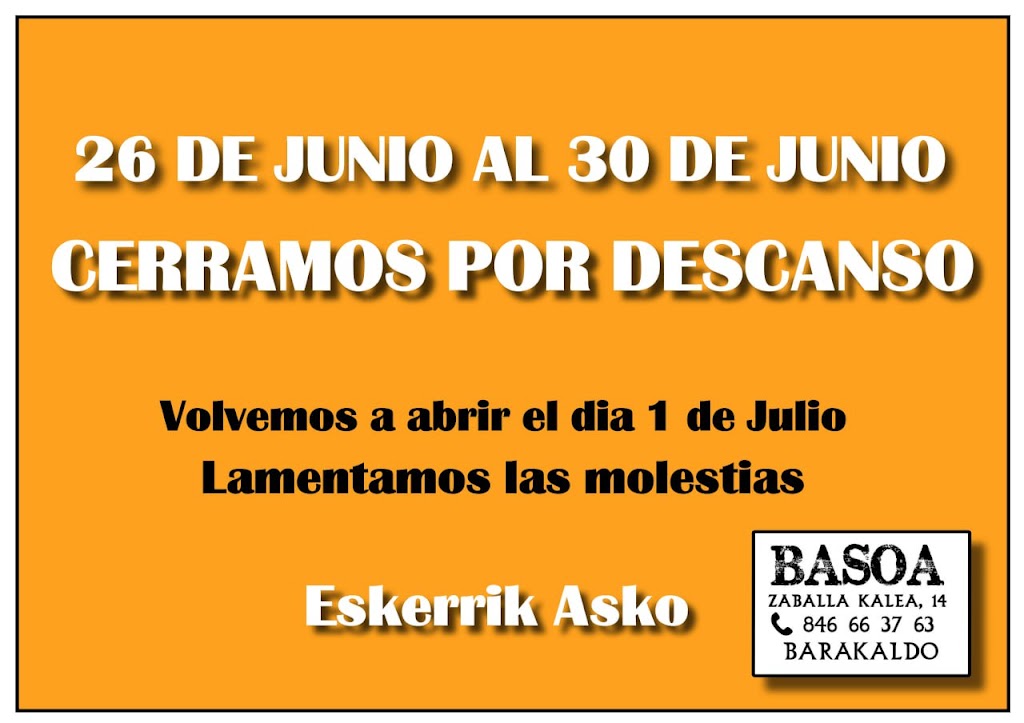 Bar restaurante Basoa — Del propietario