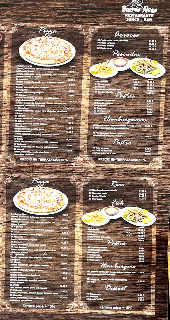 Buenos Aires -Cafe, Snack Bar, Restaurante. — Carta
