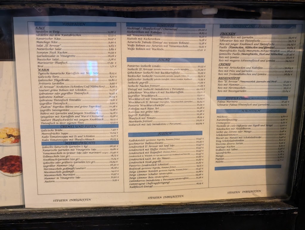 Restaurante El Arrosar — Carta
