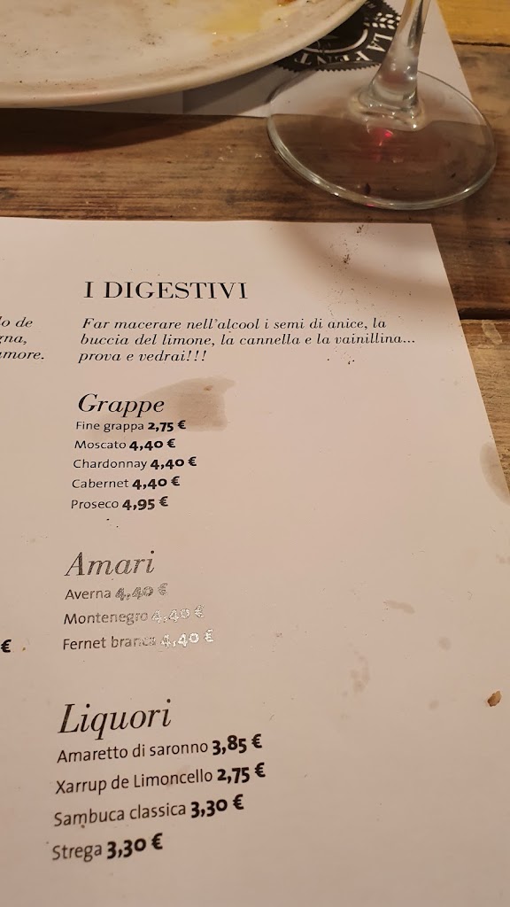 Restaurante italiano La Pentola — Carta