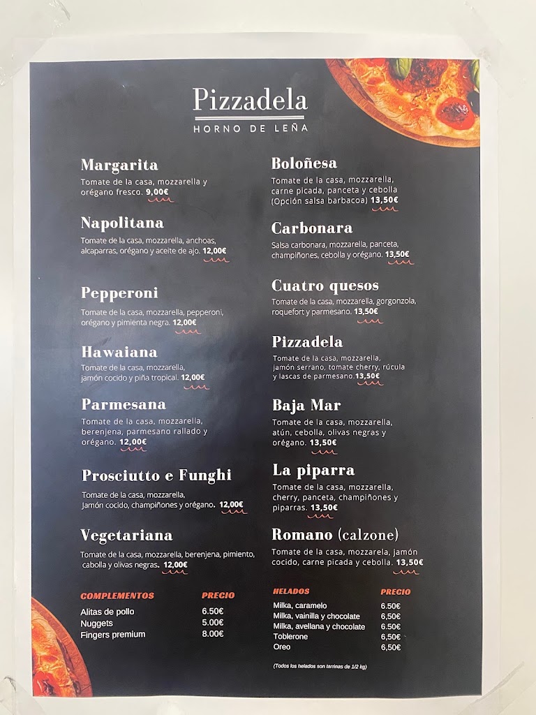 Pizzadela — Carta