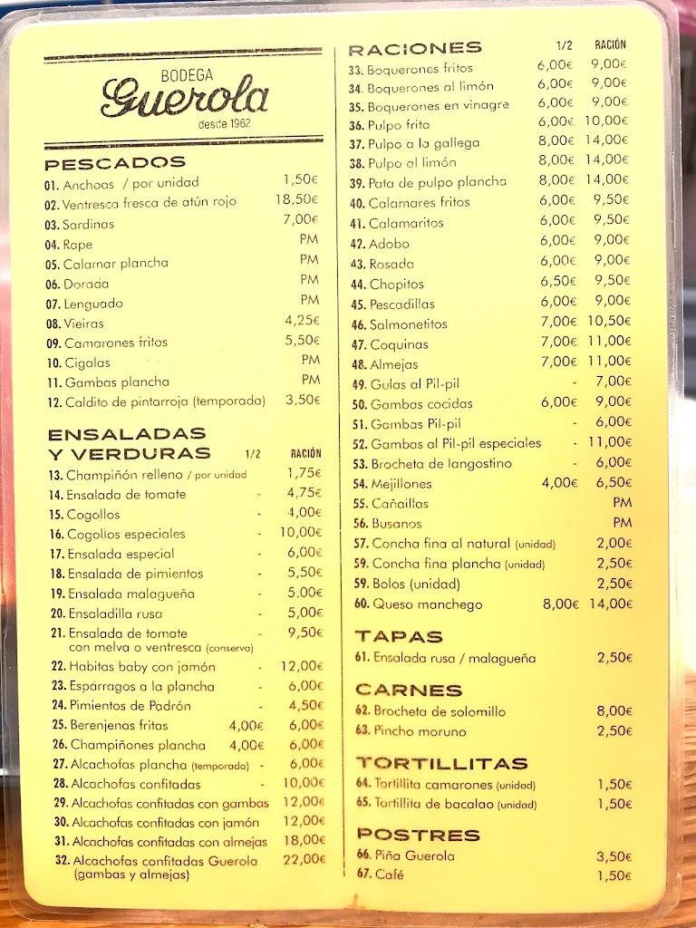 Bodega Guerola — Carta