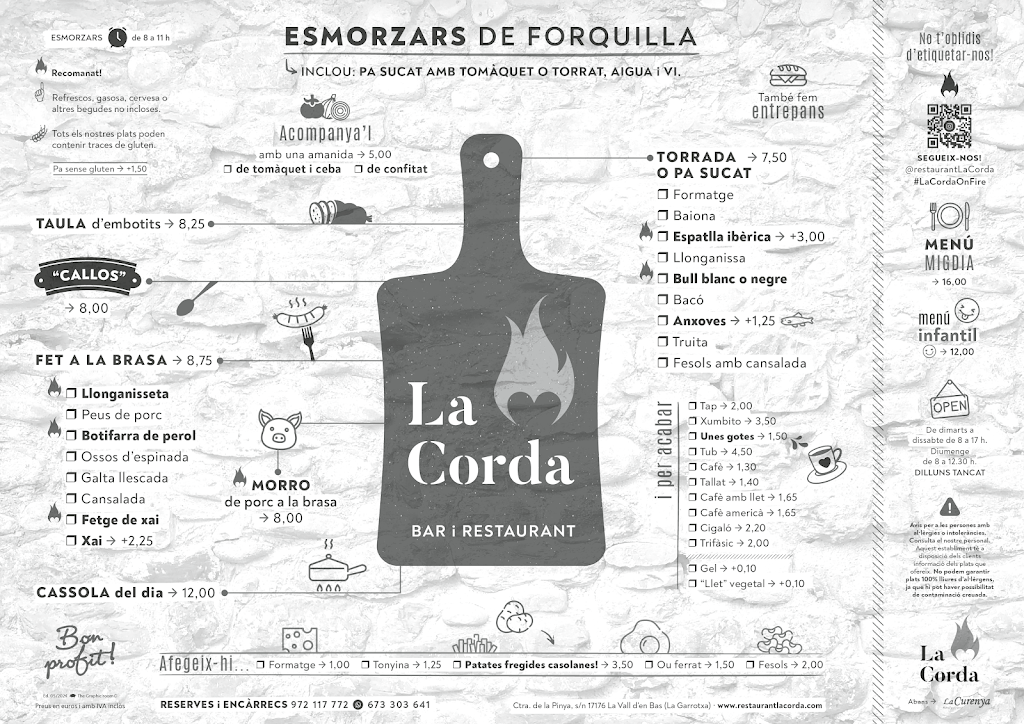 Restaurant la corda — Carta