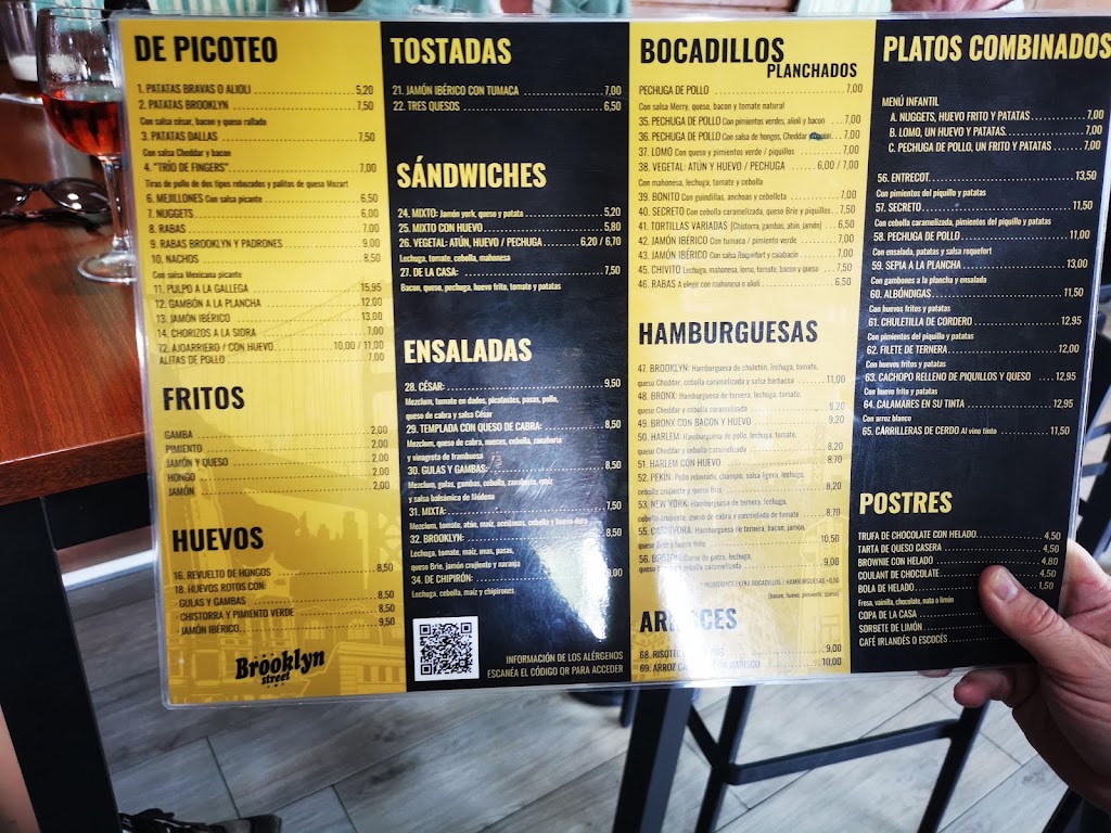 Bar restaurante Brooklyn Street — Carta