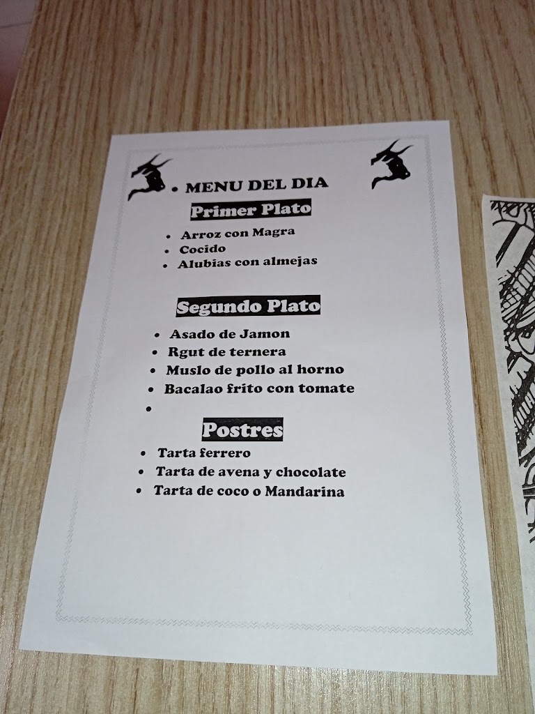 Bar Pena taurina — Carta