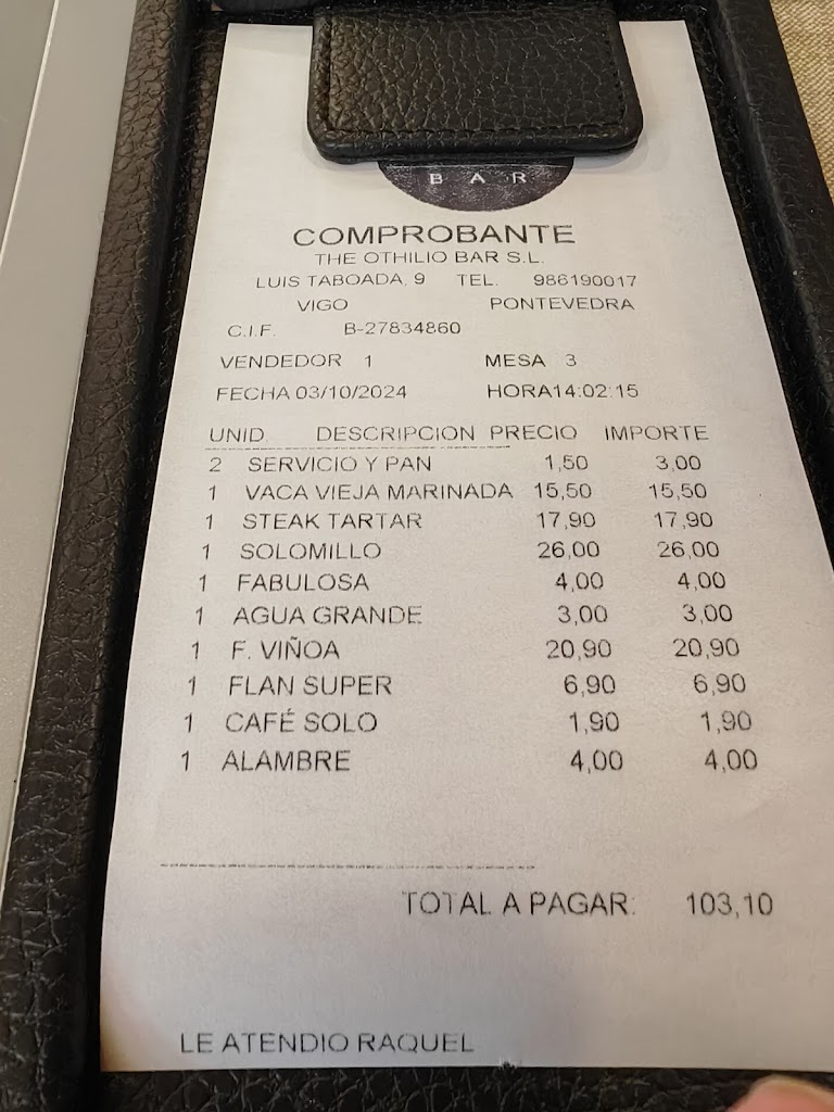 The Othilio Bar — Carta