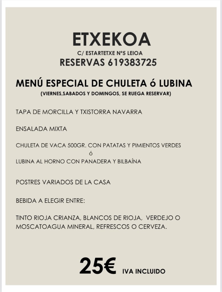 Restaurante Etxekoa Leioa — Mas recientes
