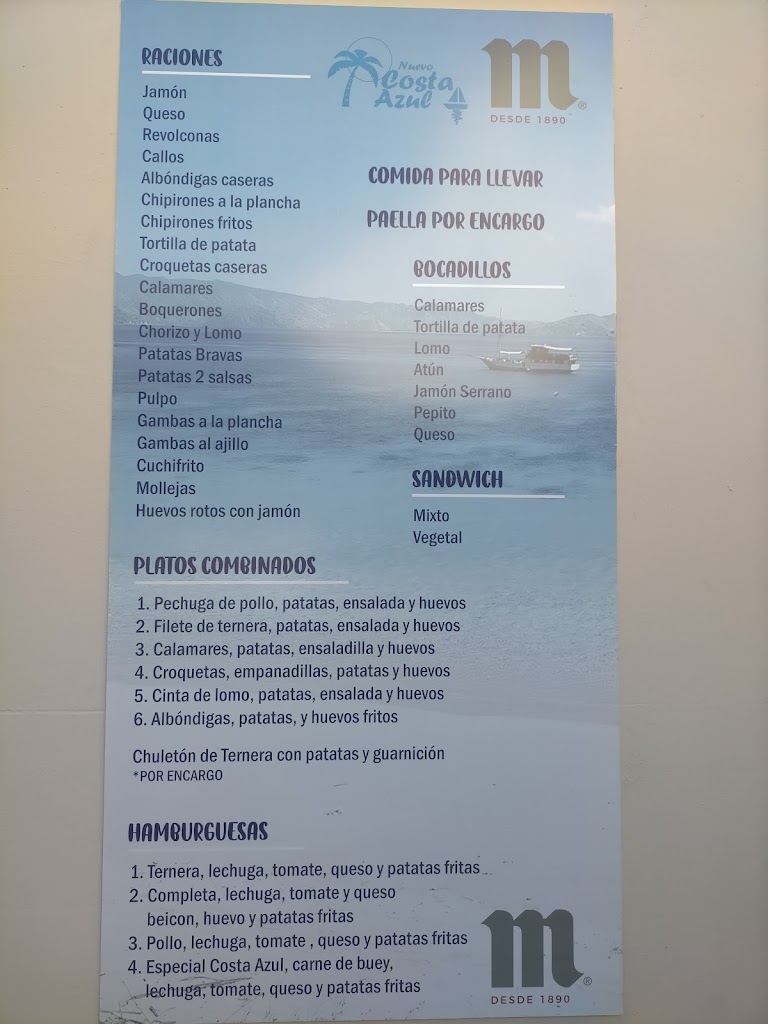 Nuevo Costa azul — Carta