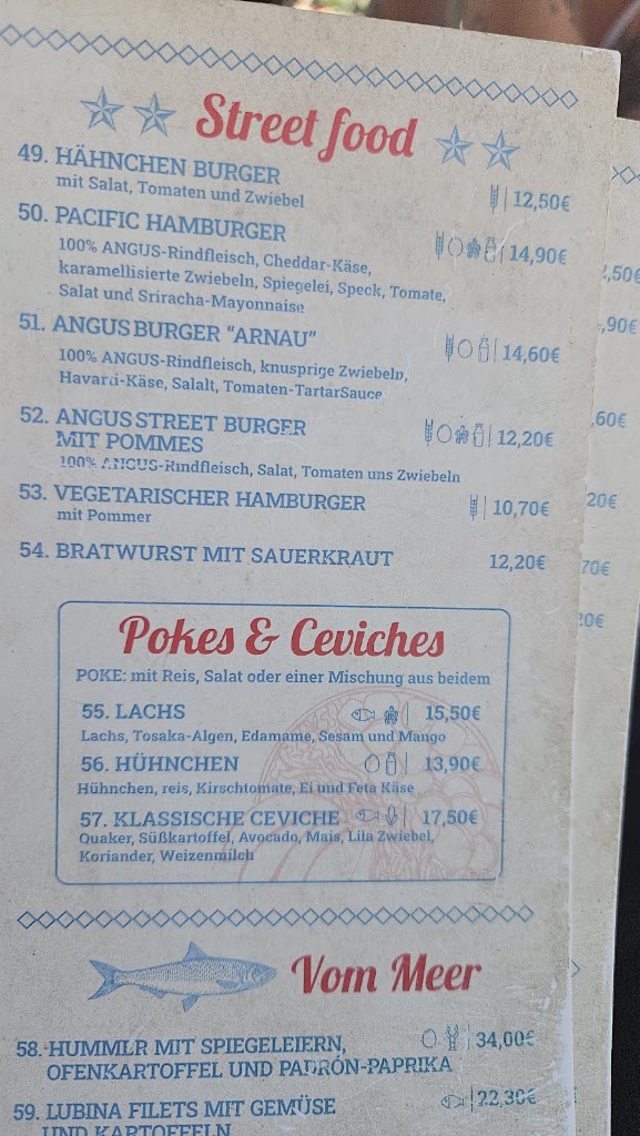 Pacific Bay Mallorca — Carta