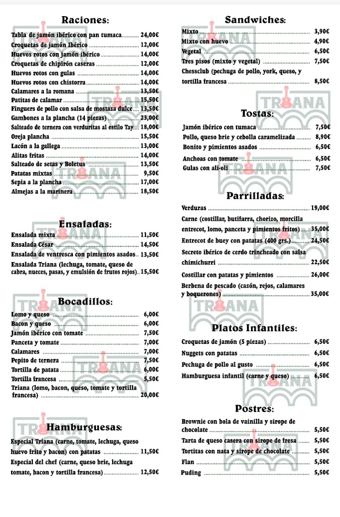 Restaurante Triana — Carta