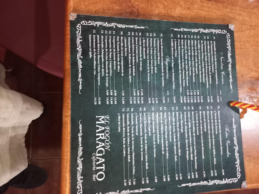 Cafeteria El Fogon del Maragato — Carta