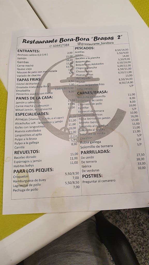 RESTAURANTE BORA BORA II* CARNES A LA BRASA — Carta