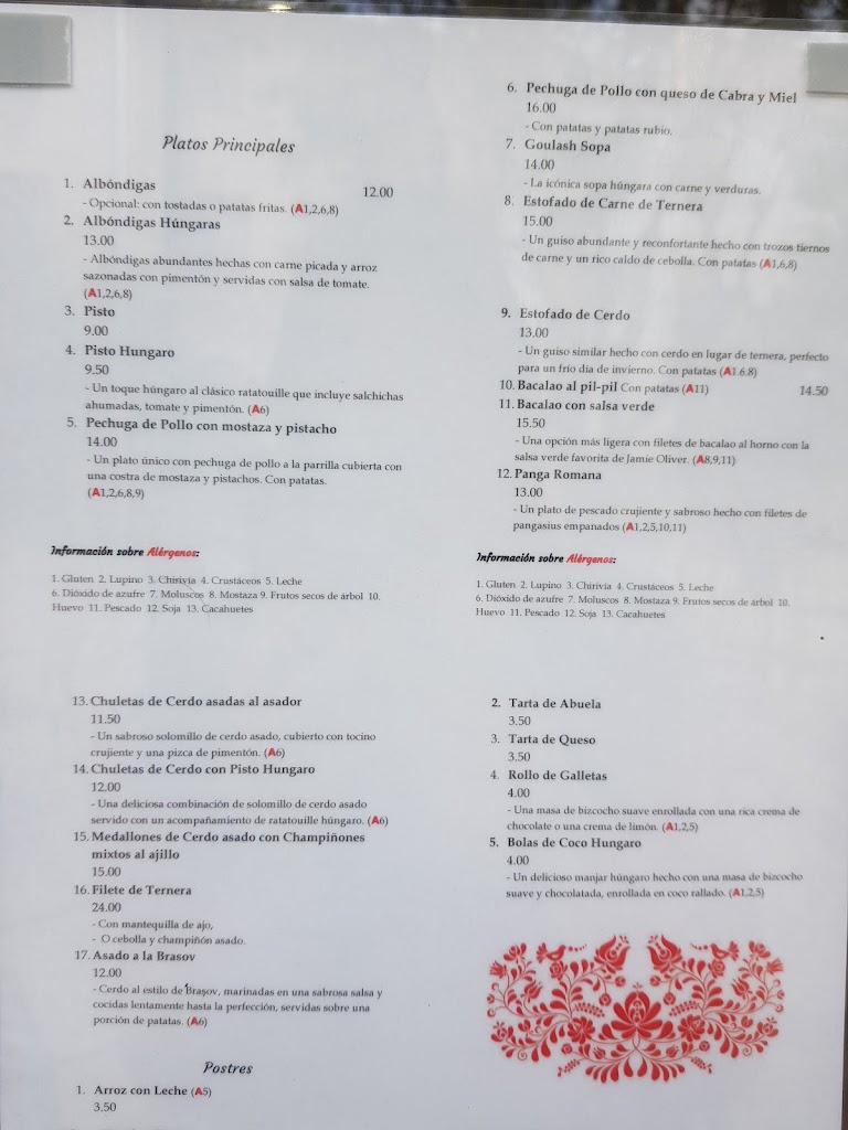 Gabor Restaurante — Carta