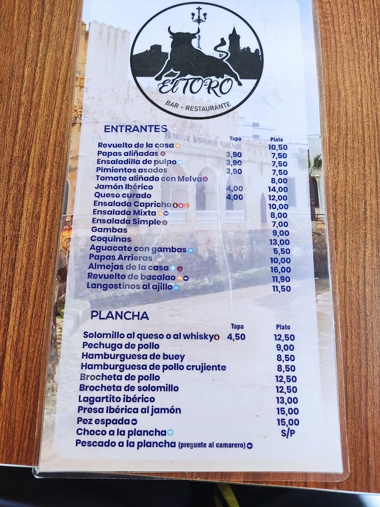Bar Toro — Carta