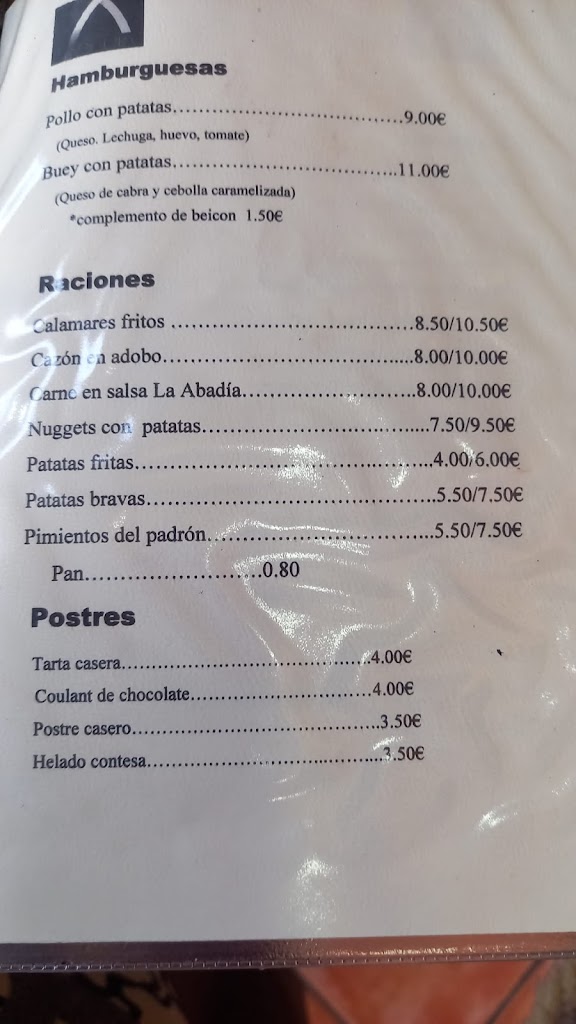 Bar Restaurante la Abadia de Maracena — Carta
