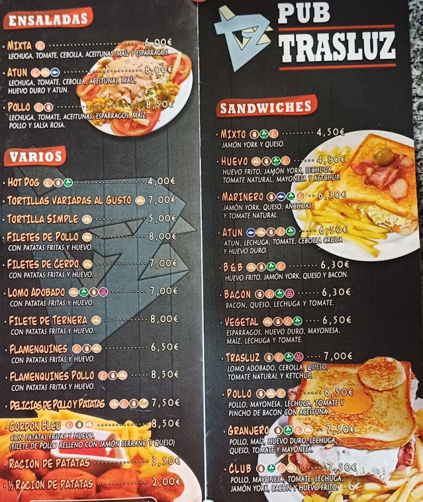 Pub Trasluz — Carta