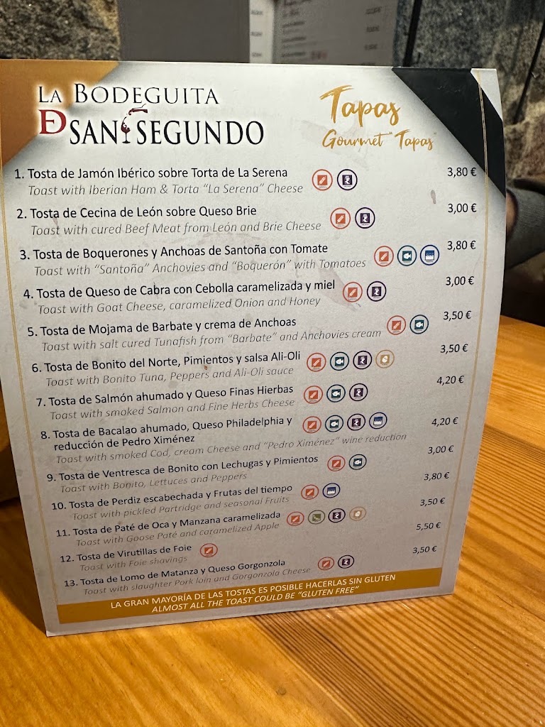 La Bodeguita de San Segundo — Carta