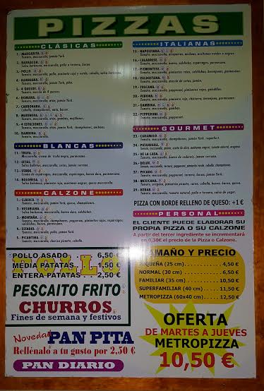 BAR ESTADIO, CAFETERIA CHURRERIA — Carta