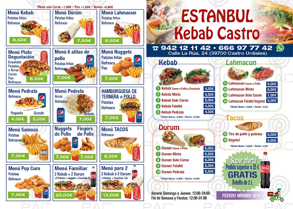 Estanbul Kebab Castro — Carta