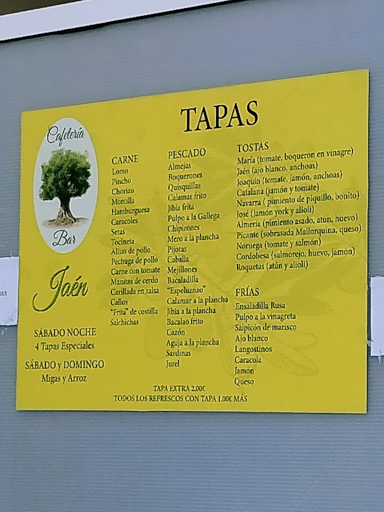 Cafe Bar Jaen — Carta