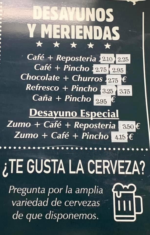 Cafeteria Las Manias — Carta