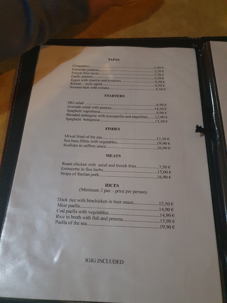 MarSala restaurante — Carta