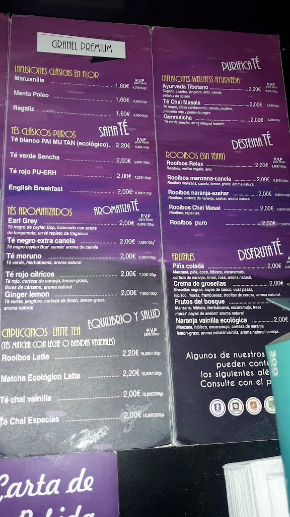 Cafeteria Mokalia Mostoles — Carta