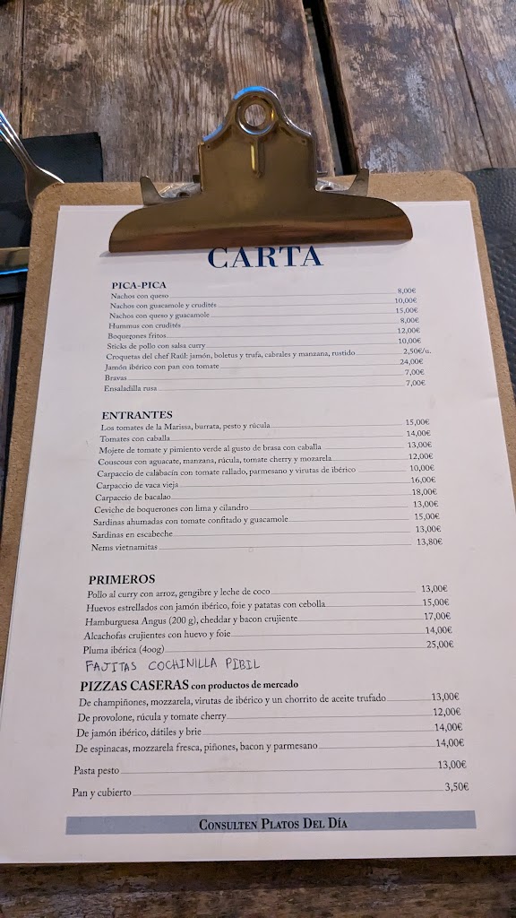 Candela Bar & Copes — Carta