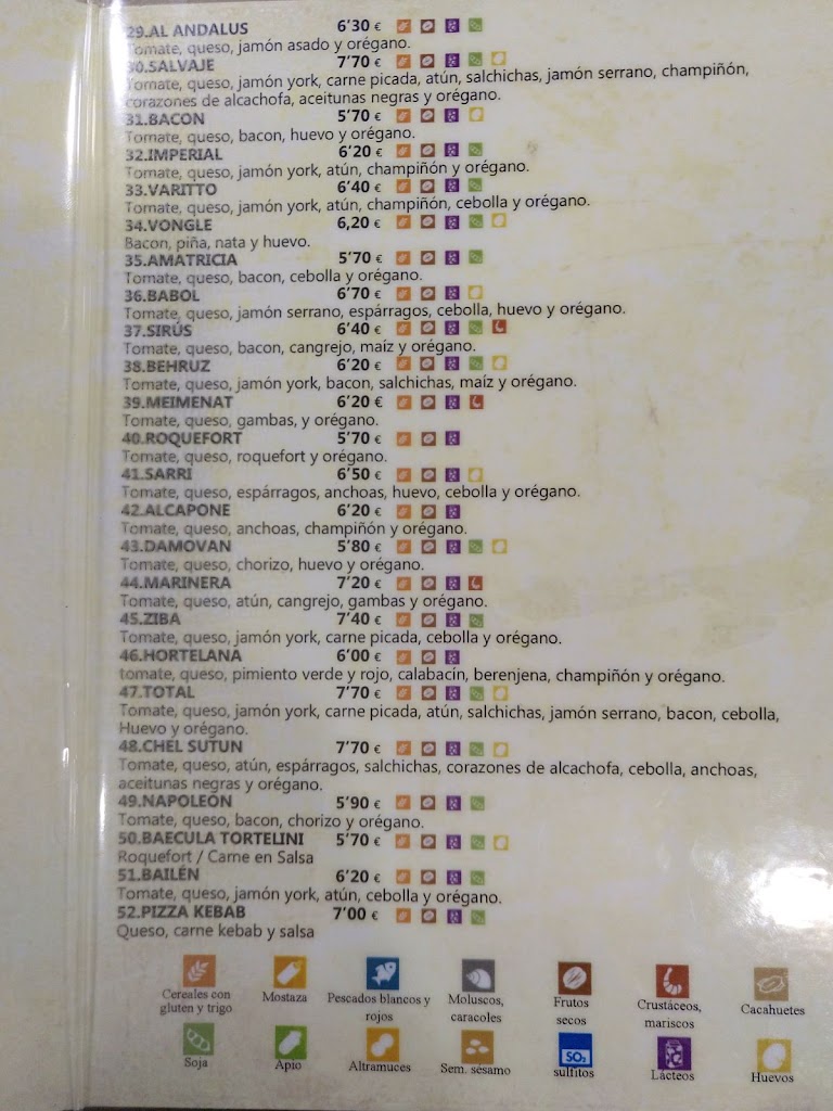 Pizzeria Bonna Appettenza "El Turco Behruz" — Carta
