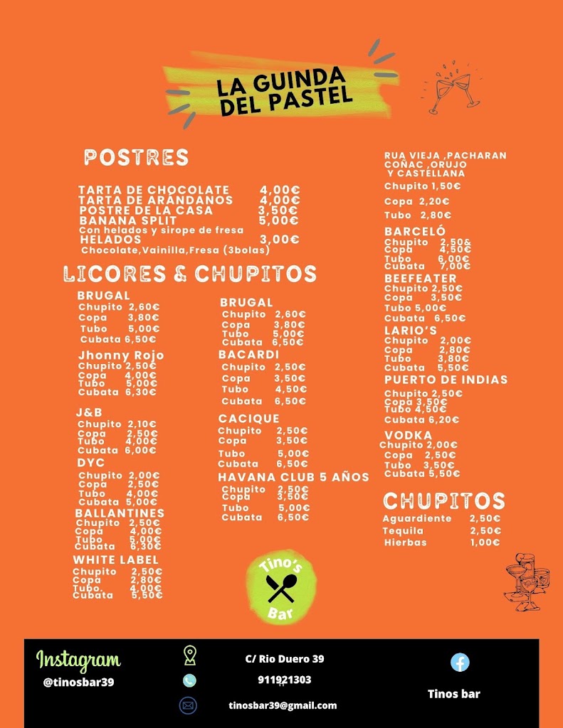 Bar Tino's — Carta