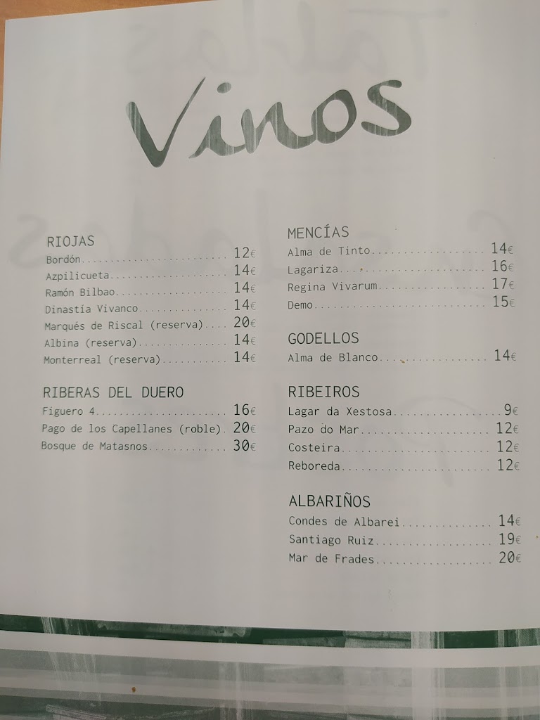 A Taberna Pulperia — Carta