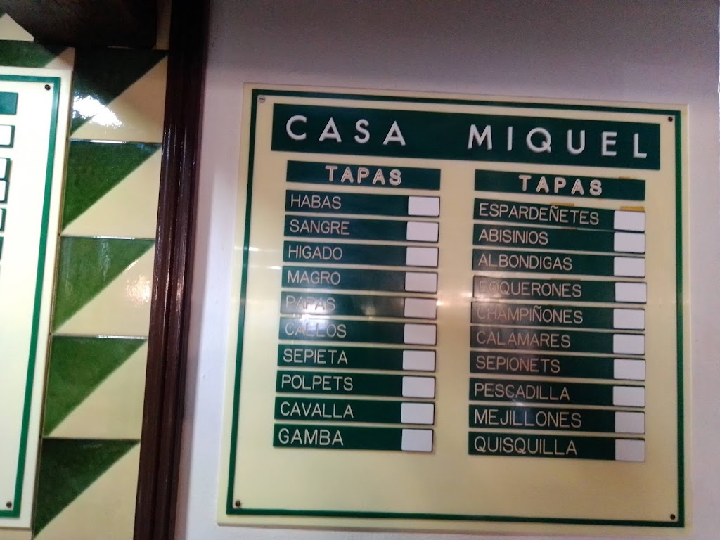 Restaurante Bar Casa Miguel — Carta