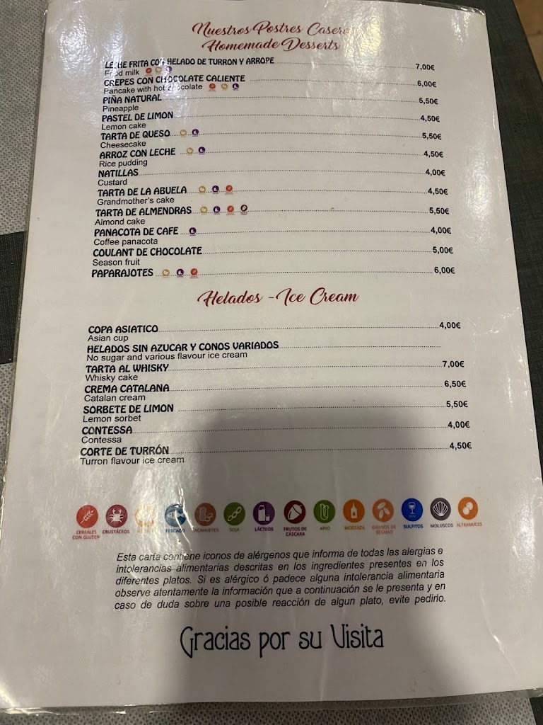 Restaurante Acapulco — Carta