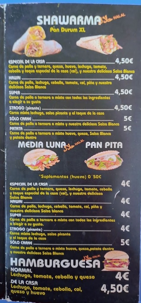 DONER KEBAB DE LA PLAZA valdepenas — Carta