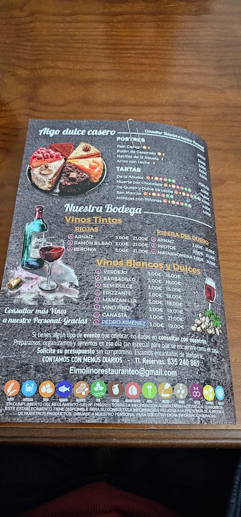 Restaurante El Molino Osuna — Carta