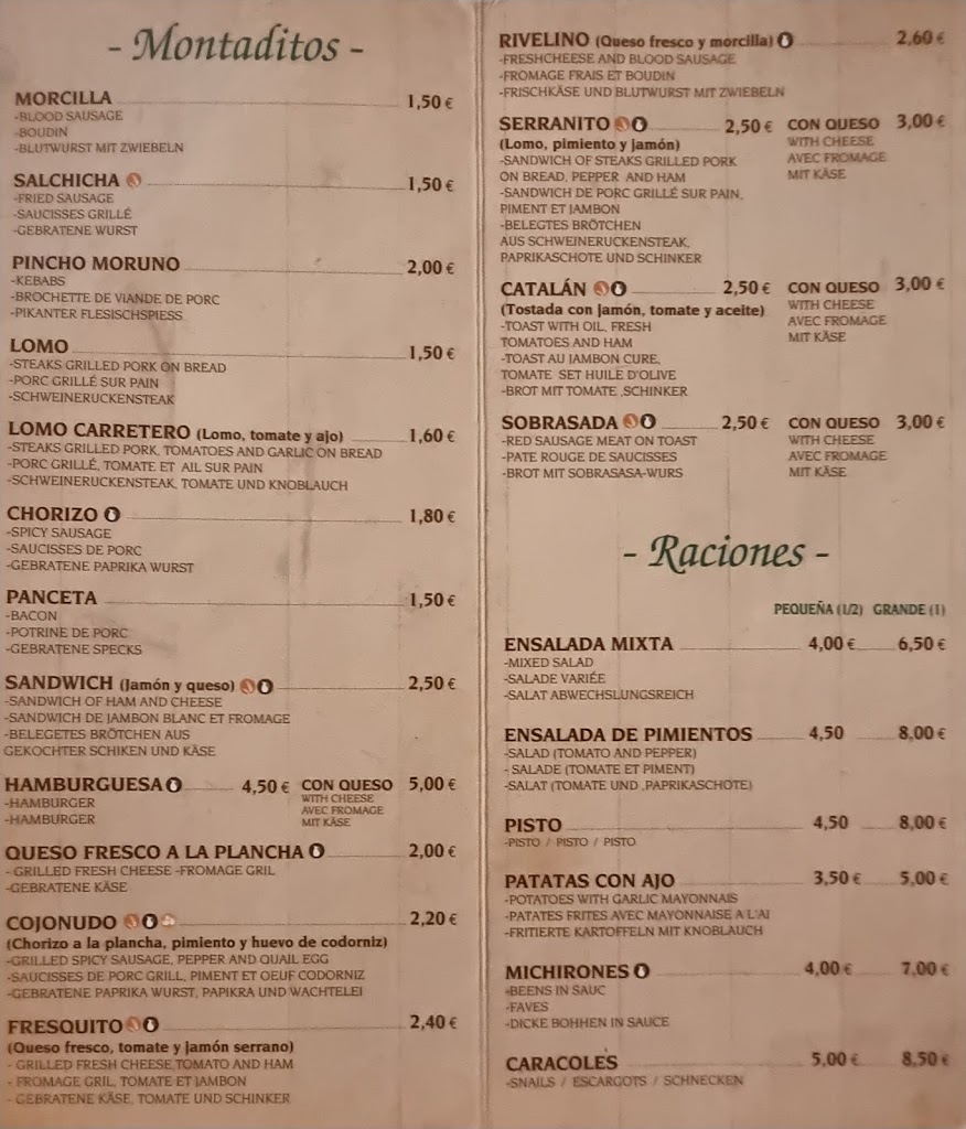 El Pimiento — Carta
