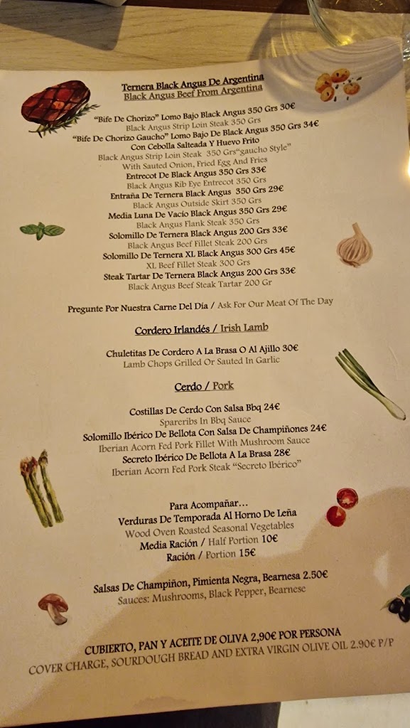 Rocca Grill Restaurant — Carta