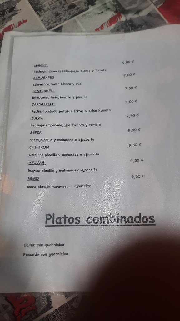 Kymera Cafeteria Bocateria — Carta