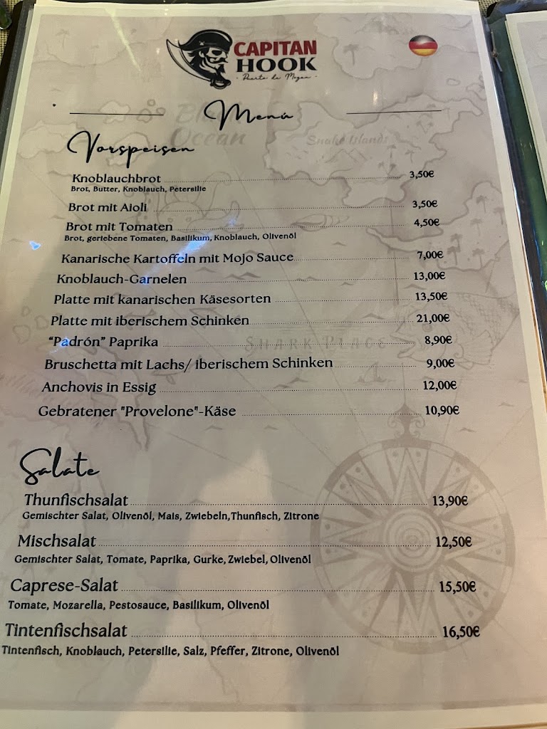 Capitan Hook ( Captain Hook ) Puerto de Mogan - Gran Canaria — Carta